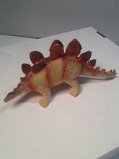 Vintage 1997 Stegosaurus Brown Hard Plastic Toy Pretend Learning 9" Long