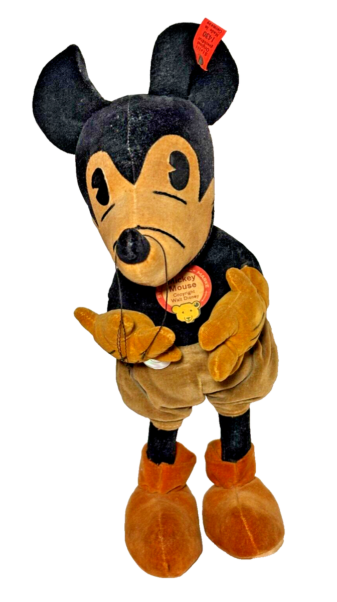 1930s Steiff Mickey Mouse Doll w/ Chest Tag, Cloth Tag, Foot