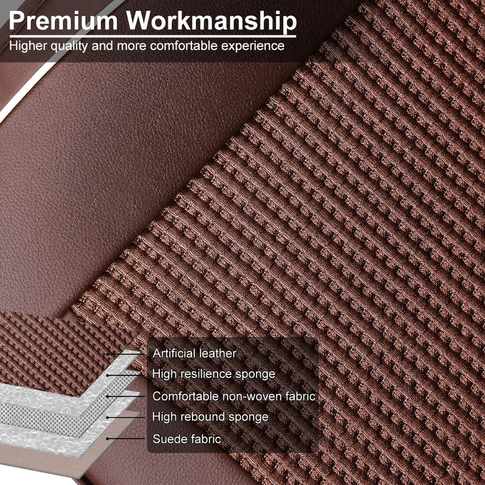 360° Leather Car Seat Covers Full Set Brown for Mitsubishi Triton ASX Outlander - image 3 of 4