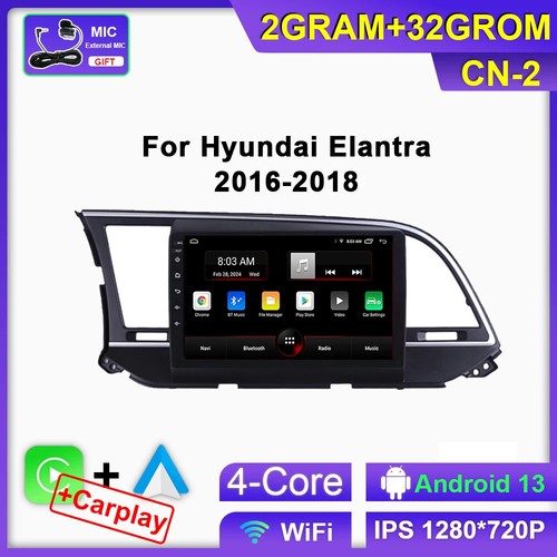 For Hyundai Elantra 2016-2018 Android Carplay Car Radio GPS Video Player Screen - Picture 8 of 28