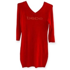 bebe Women's Red Sweater Dress Size S