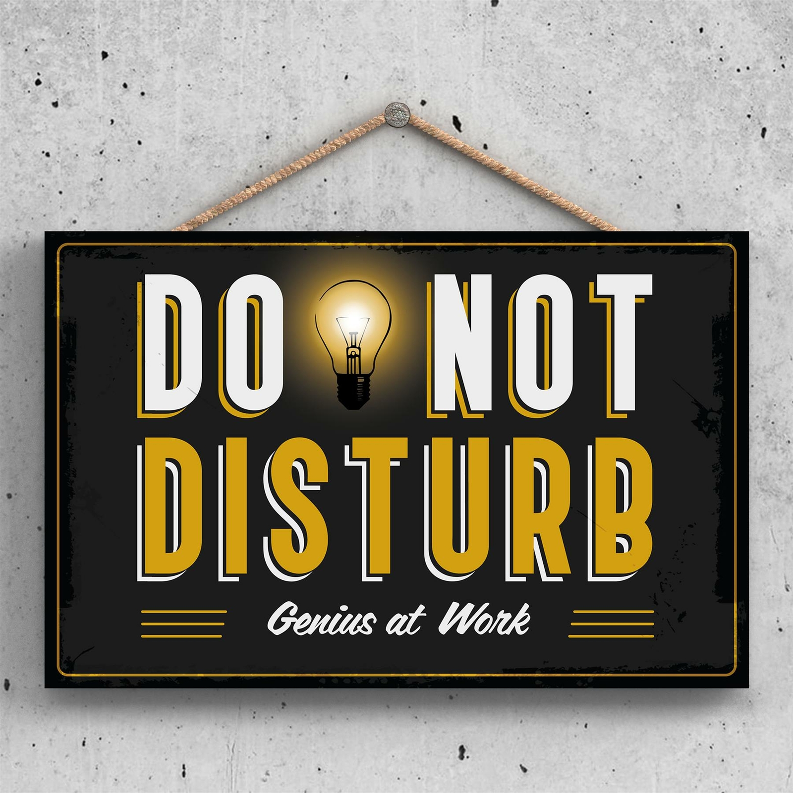 DO NOT DISTURB GENIUS AT WORK FUNNY HANGING HANGER WOODEN PLAQUE