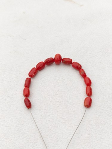 Many Shape Loose Beads 4"Inches-Red Coral stone Beads- Oval Red Coral Genuine - Picture 6 of 10