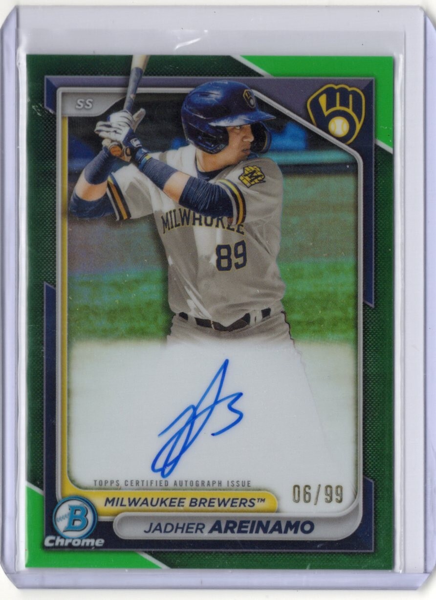 2024 Bowman-Chrome Prospect Autograph Jadher Areinamo #CPA-JA Hta Green Lava /99
