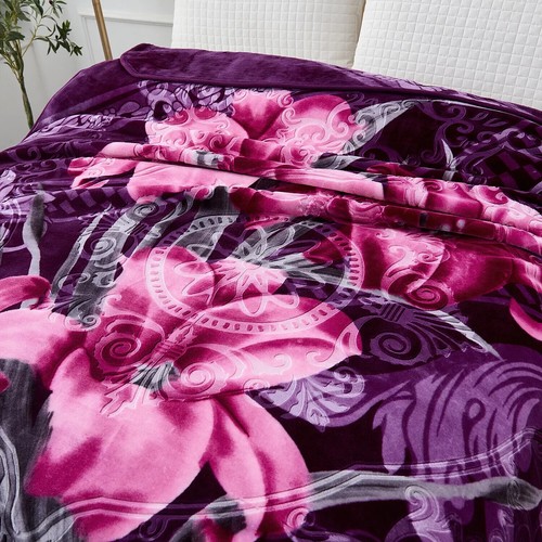 Coperta letto in pile 10 libbre morbida pesante reversibile stile coreano raschel coperte seta - Foto 3 di 8