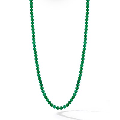 Men s Green Onyx Bead Necklace Sterling Silver Handmade Spiritual Jewelry