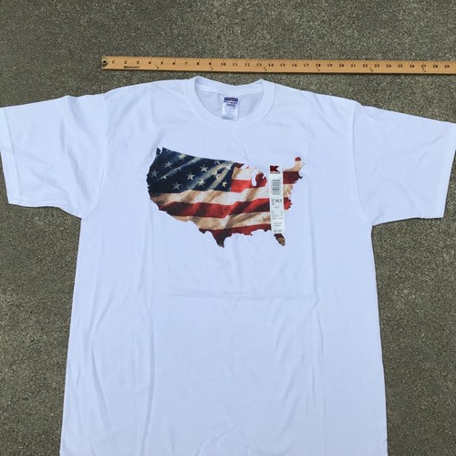 Jerzees America USA White T Shirt Mens Size XLT United States Flag Stars Stripes - Picture 8 of 10