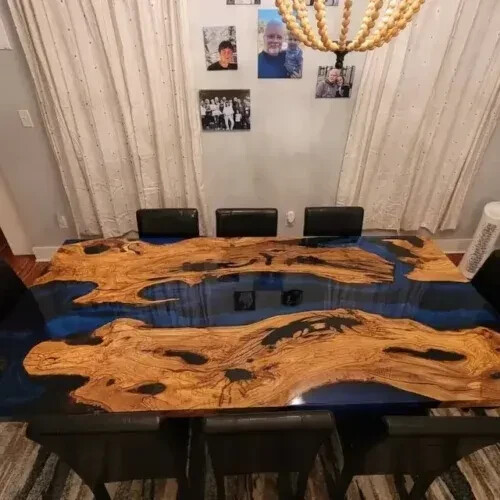 Epoxy River Coffee Table in Blue - Handcrafted Indoor Outdoor Furniture