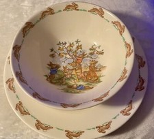 Bunnykins Royal Doulton Children's 8  Plate 6  Bowl Bone China 2 Piece Set