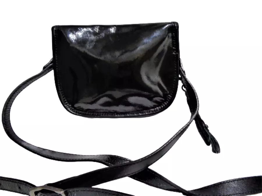 LONGCHAMP Crossbody Bag Black Patent Leather Small Women Shoulder Purse