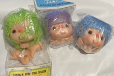 Vintage 1970's Fibre Craft Green Purple Blue Hair Doll Heads  Hands Sets 7569