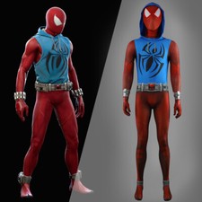 Scarlet Spiderman Cos Jumpsuit Across The Spider-Verse Cosplay Costume Halloween