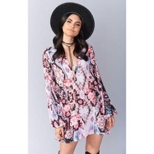 Show Me Your Mumu Jamie Tunic Mini Babydoll Dress Small Girl Tribe Mixed Printn