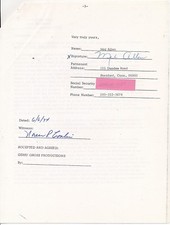 1974 MEL ALLEN Yankees Announcer Baseball TV Show Appearance 2X SIGNED Contract