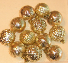 Gold Christmas Balls Ornaments Shiny Assorted 40mm 1.5" Non Shatter 12pcs