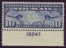C7  ( 10c Air Mail Map ) - STUNNING GEM with PLATE # - MNH - MUST SEE !!