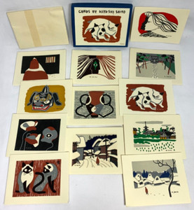 Kiyoshi Saito 12 Woodblock Print Cards Boxed Set 1950's Mint Condition