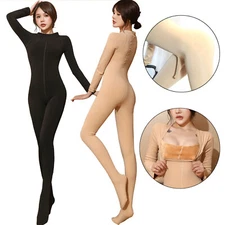 220lbs Plus Size Men Women 600D Velvet Bodystocking Long Sleeve Catsuit Bodysuit