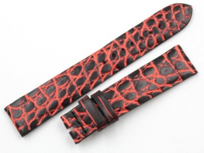 Pink & Balck Genuine Crocodile Leather Watch Strap 18MM For Cool Buckle