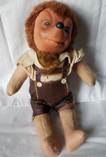 Steiff Mecki Hedgehog Plush Vintage 1950's Wearing Lederhosen Jointed