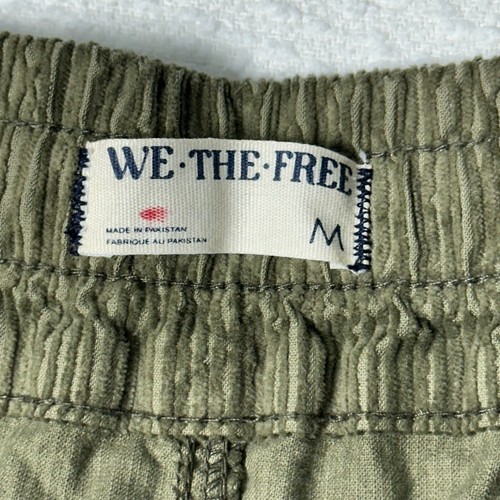 Free People Modern Love Pull On Cord Jeans Cargo Smock Waist Ruched Olive Sz M - Picture 7 of 8