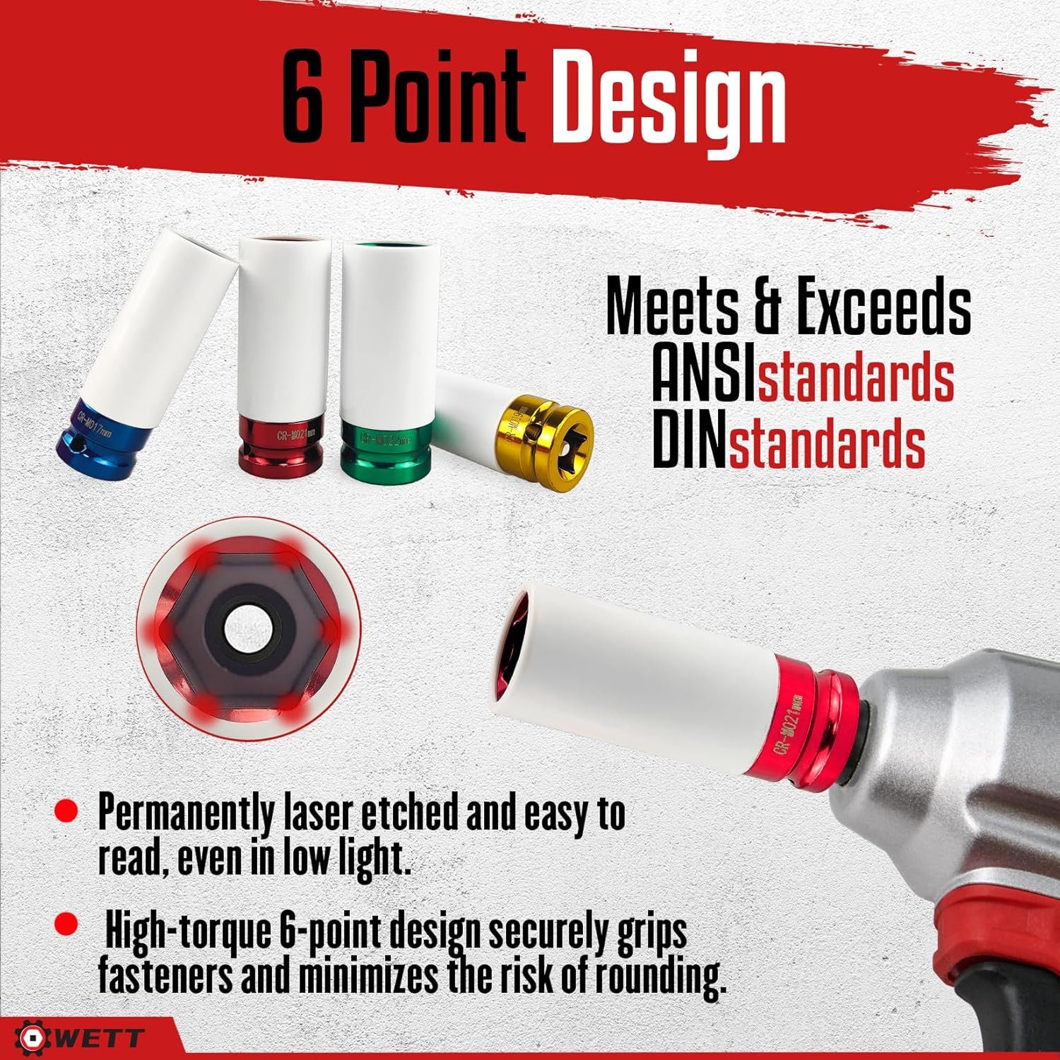 4Pcs 1/2 Inch Lug Nut Socket Set, Wheel Protector Thin Wall Deep Impact Socket, 