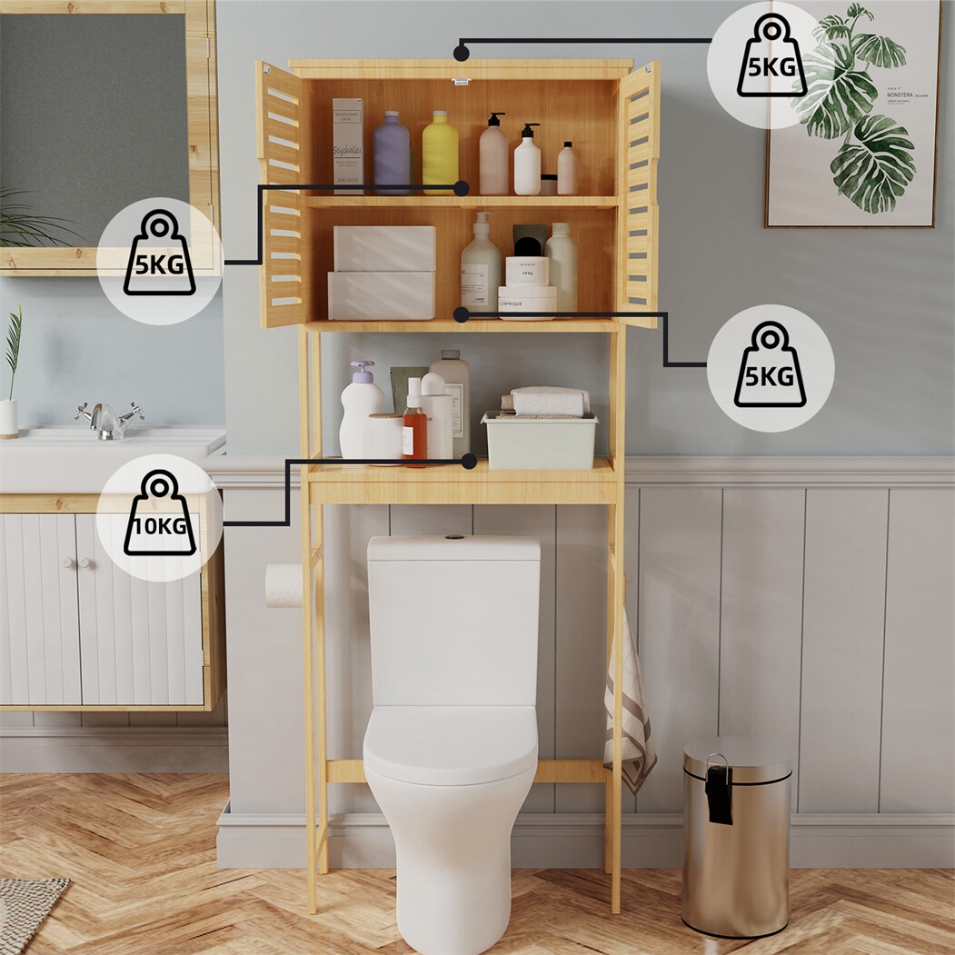 XL Waschmaschinenschrank Waschmaschinenregal Toilettenschrank Badschrank  Bambus | eBay