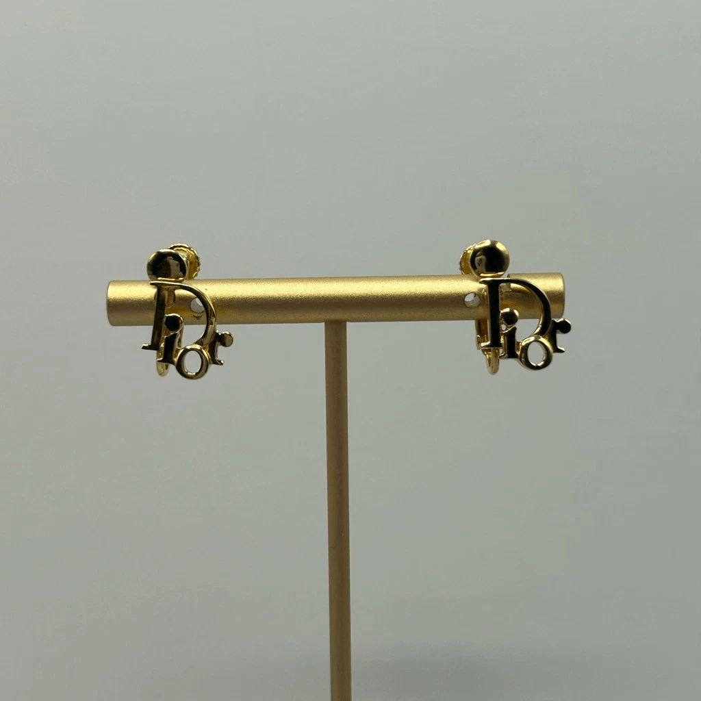 Boucles d'oreilles clous DIOR logo plaqué or mode bijoux cadeau pour elle