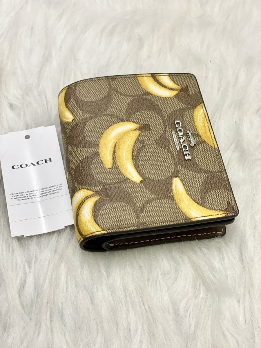 NWT Coach Snap Wallet In Signature Canvas With Banana Print CR942