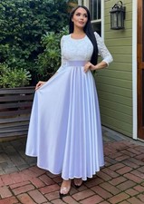 Women's Maxi Dresses Lace Floral Solid Long Sleeveless High Waist Pockets  L