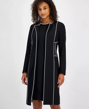 Kasper Women's Petite Jacket 6P Open-Front Longline Jacket,