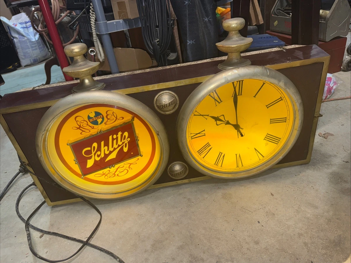 Vintage Beer Sign Clock In Collectible Schlitz Signs & Tins for