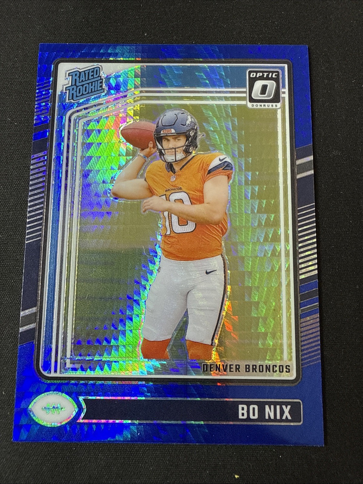 2024 Panini Donruss Optic - Rated Rookie Bo Nix #209 Blue Hyper Prizm (RC)