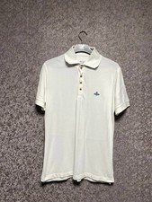 VIVIENNE WESTWOOD EMBROIDERY LOGO WHITE POLO T-SHIRT SIZE L