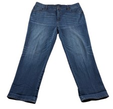 Chicos So Slimming Girlfriend Jeans Womens 16 R Blue Slim Leg Crop