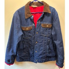 Vintage 1970's Americana Workwear Rugged Denim Trucker Jacket Sz 42R Made in USA