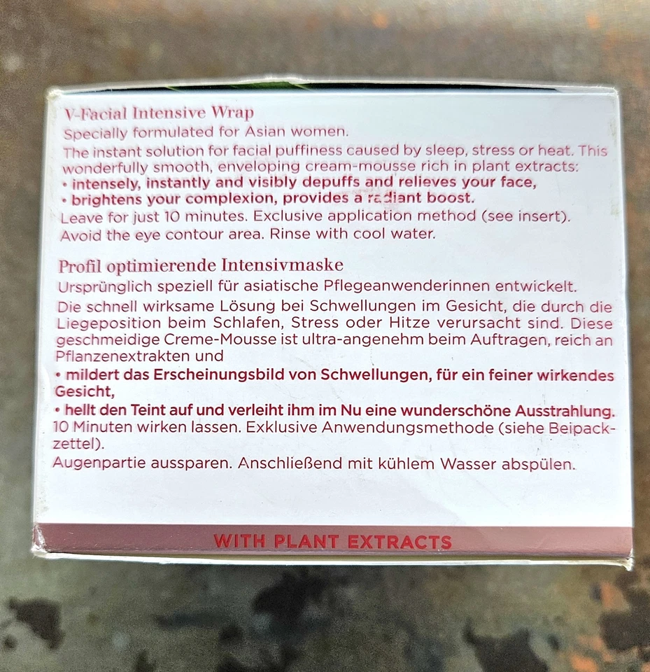 Clarins V-Facial Intensive Wrap 2.5oz / 75ml Despoffs, Alivia, Ilumina ¡NUEVO EN CAJA! Foto 2 de 2