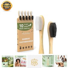 Eco-Friendly Bamboo Toothbrush 10 Pack - Soft Bristle, BPA Free, Biodegradable