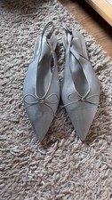Mango Ballet Flats With Bow Details, Light Blue In Size 6