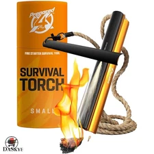 Compact 4-Inch Survival Fire Starter: Patented Ferro Rod with Wick Rope Included