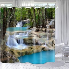 Bathroom Uses Stream Waterfall 3D Shower Curtains, Bathtub Uses Luxury Standa...