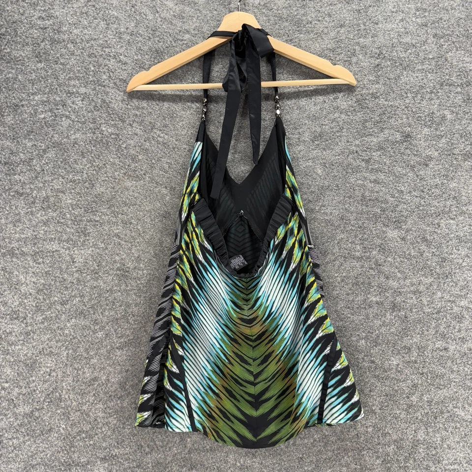 Pullover MixIt Top Mujer S Pequeño Negro Rayas Sin Mangas Halter Cuello Forrado Foto 2 de 4