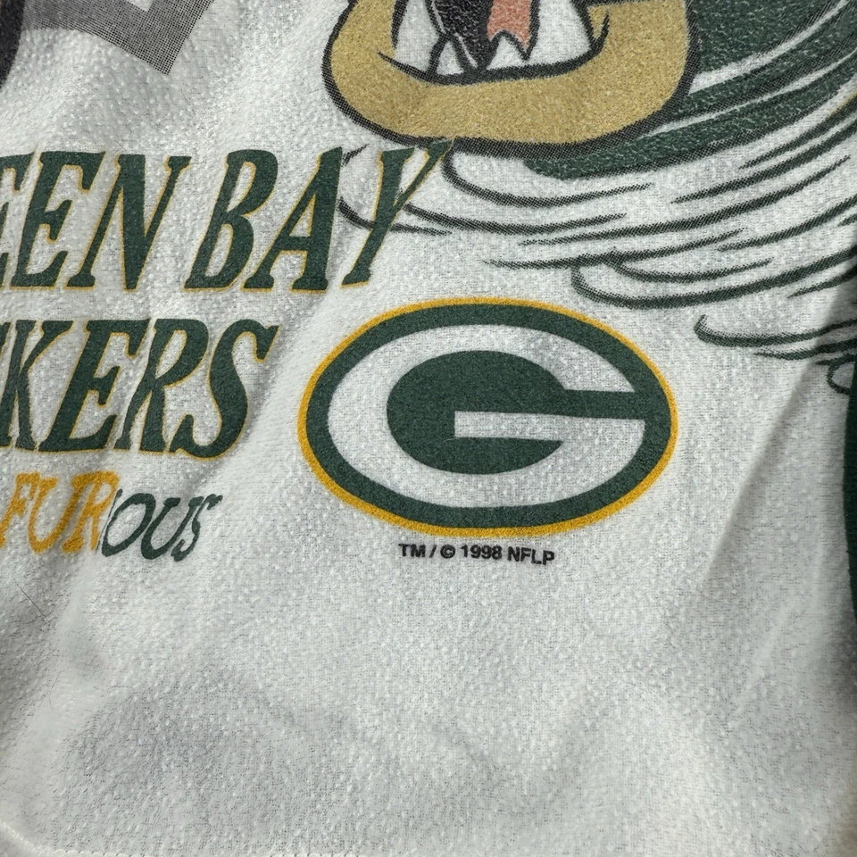 Vintage Wormser Pajamas Looney Tunes Taz Devil Green Bay Packers Kids Size 12 - Image 4 of 4