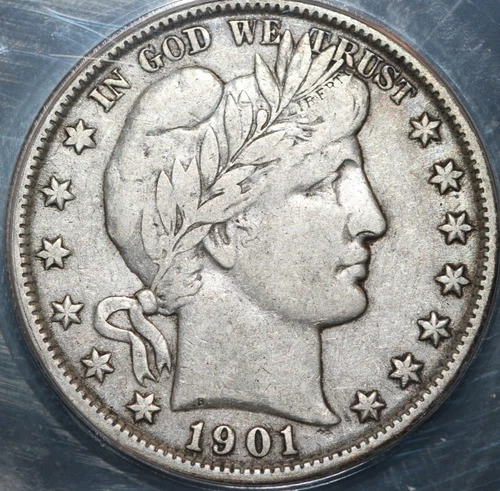 1901-P Barber Half Dollar ANACS VF 20 - Strong Liberty - Original Toning