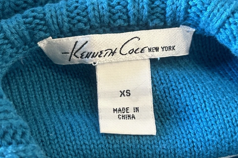 Suéter Kenneth Cole Extra Pequeño Manga Corta Para Mujer Azul Tejido Pullover Foto 3 de 3