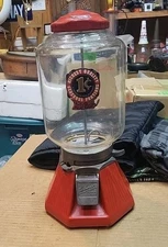 Northwestern Penny Peanut Dispenser 1930's Porcelain With Key