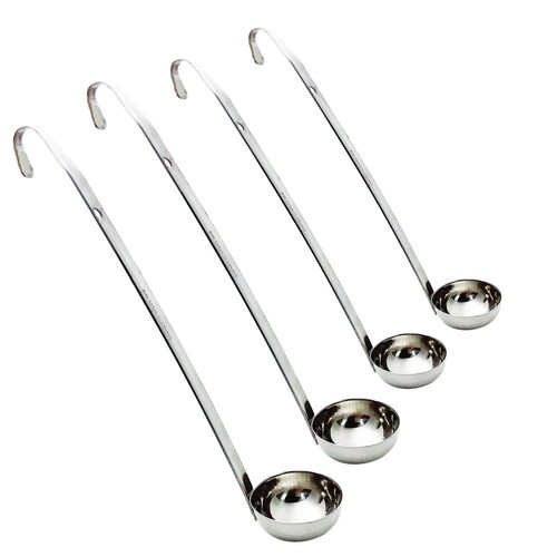 4 Pieces Stainless Steel Soup Ladle Metal Handle Ladle with Pouring Rim,1oz/2...