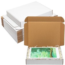 Shipping Boxes 12x9x2" 25 Pack - White Corrugated Cardboard Box Mailers for S...