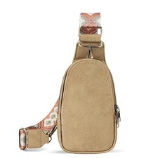 Sling Bag for Women PU Leather Sling Bag Small Crossbody Sling Backpack Khaki