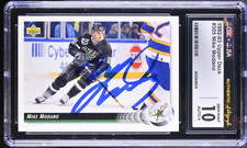 Mike Modano Signed 1992-93 Upper Deck Card #305 North Stars CGC 10 JSA 9 Auto